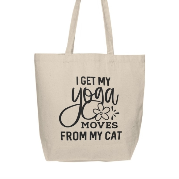 I Get My Yoga Moves From My Cat Custom Tote Bag - Picture 2 of 3